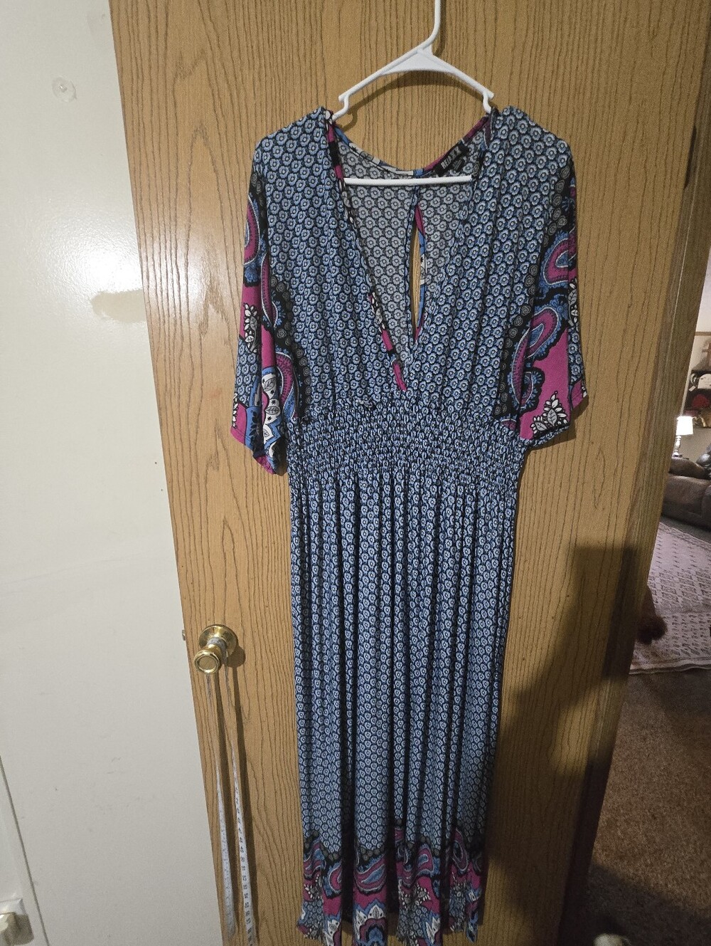 Plus Size Blue & Purple Printed Maxi Dress - Picture 2 of 5